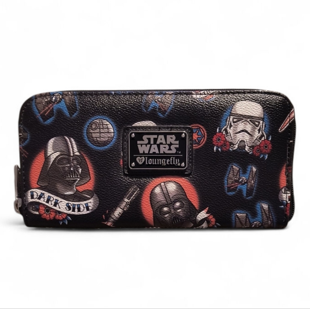 Loungefly Star Wars Dark Side Tattoo Print Zip Around Wallet